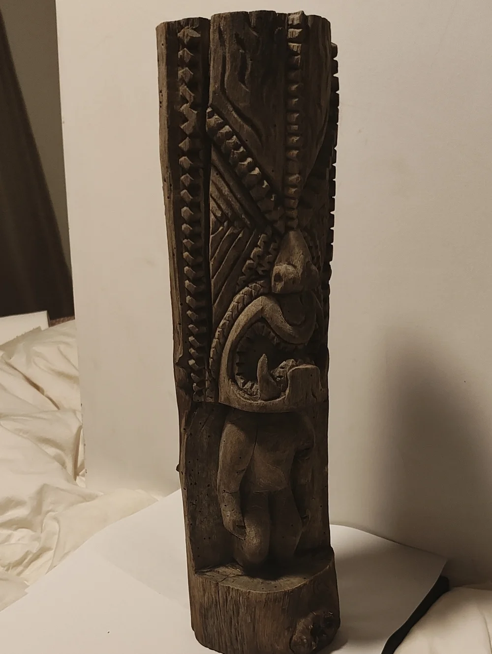 "tiki with two bottom fangs warrior"traditional Hawai God of War Ku by Kemo 1970 - Picture 5 of 12